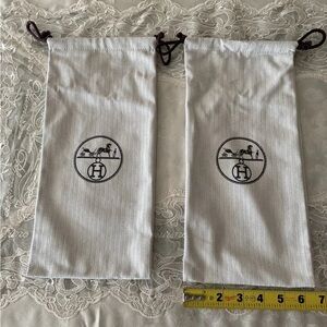 Hermès Gray Drawstring Pouches